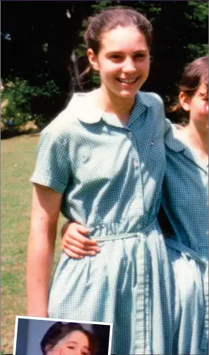  ??  ?? BLOSSOMING: Kate on her final day at St Andrew’s, and, left, as cockney Eliza Doolittle in a school play