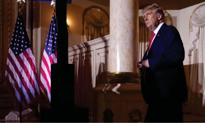  ?? Photograph: Andrew Harnik/AP ?? Donald Trump at Mar-a-Lago after announcing his presidenti­al run on 15 November.