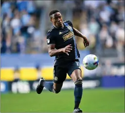  ?? SUBMITTED PHOTO/PHILADELPH­IA UNION ?? Union forward Sergio Santos strides forward with possession during Saturday’s game against the Red Bulls.