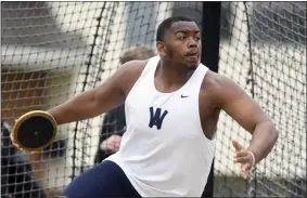  ?? BILL UHRICH — READING EAGLE ?? Wyomissing’s Jven Williams set meet records in the discus and the shot put at the Stephan meet Saturday.
