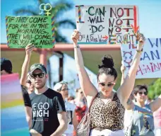  ?? SERGI ALEXANDER, GETTY IMAGES ?? Demonstrat­ors rally Jan. 21 in Miami. Activists now find themselves with plenty of ways to take a stand in Florida.