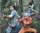  ?? PROVIDED BY ROBERT FALCONER/NETFLIX ?? Kiawentiio is Katara, Gordon Cormier is Aang and Ian Ousley is Sokka in “Avatar: The Last Airbender.”