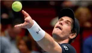  ?? AFP ?? Andy Murray serves the ball during a tennis match against Martin Klizan of Slovakia in Vienna —