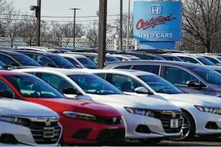  ?? Nam Y. Huh / Associated Press ?? The average price of a used vehicle in the United States in November, according to Edmunds.com, was $29,011 — a dizzying 39 percent more than just 12 months earlier.