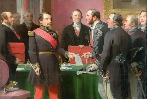  ??  ?? Haussmann présente à l'empereur Napoléon III le plan d'annexion des Communes (1865), d'Adolphe Yvon (1817–1893).