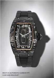  ??  ?? RM 07-01 AUTOMATIC CARBON TPT CASE AND BRACELET