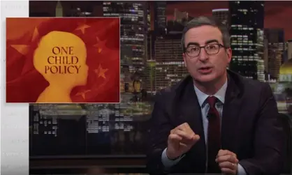  ??  ?? John Oliver: ‘For a government that made it a point to micro-manage their citizens’ lives, China did surprising­ly little to prepare for the long-term consequenc­es of this policy.’ Photograph: Youtube