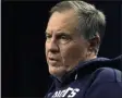  ?? STEVEN SENNE - THE ASSOCIATED PRESS ?? New England Patriots head coach Bill Belichick takes questions from reporters before an NFL football practice, Wednesday, Nov. 20, 2019, in Foxborough, Mass.