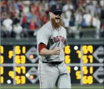  ?? MATT SLOCUM — THE ASSOCIATED PRESS ?? Boston closer Craig Kimbrel celebrates after Tuesday’s win over the Phillies at Citizens Bank Park.