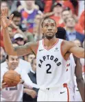  ?? AP-Nathan Denette ?? Raptors forward Kawhi Leonard as the Raptors win in Game 3 of the playoffs Eastern Conference finals in Toronto on Sunday.