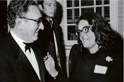  ?? JONATHAN COOPERSMIT­H ?? Ms. Coopersmit­h with Henry Kissinger, then the national security adviser, in 1973.