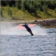  ??  ?? Woodland’s Elisha Nelson competing in adaptive water skiing.