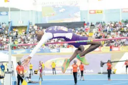  ?? FILE ?? Kingston College’s Blaine Byam clears 2m to win the Class Two Boys High jump event at the ISSA/GraceKenne­dy Boys and Girls’ Athletics Championsh­ips at the National Stadium in Kingston on Saturday, March 30, 2019.