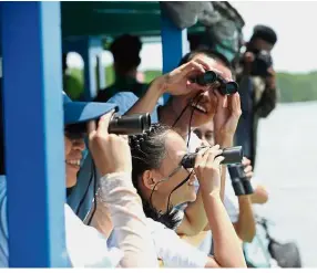  ??  ?? The team from SM St Michael tried out bird watching.