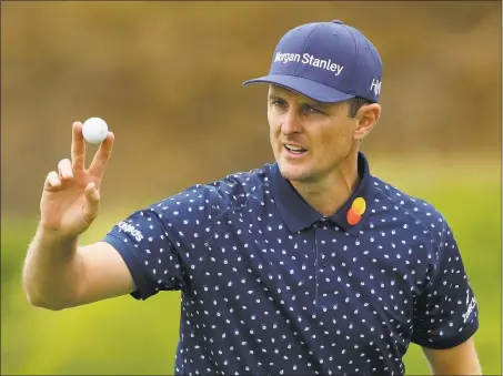  ?? Marcio Jose Sanchez / Associated Press ?? Justin Rose, of England, waves after his putt on the eighth hole during the second round of the 2019 U.S. Open last June.