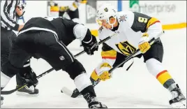  ?? David Sheehan ?? Calishoote­rone Photograph­y Cody Glass (9), the Knights’ top pick, bears down on a faceoff against the Kings at the Toyota Sports Center in El Segundo, Calif.