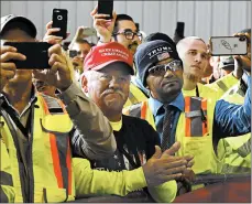  ?? NICHOLAS KAMM/GETTY-AFP ?? Thousands of workers building the Shell site turn out to hear President Donald Trump speak Tuesday.