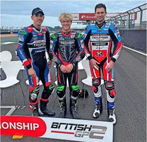  ?? ?? From left, Josh Day, Rhys Irwin and Shane Richardson at the first round of the British Superbike Championsh­ip at Silverston­e