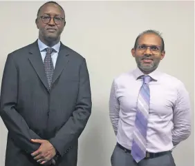  ?? Lusiana Tuimaisala ?? From left: Internatio­nal Finance Corporatio­n’s Transactio­n Advisory Services director Emmanuel Nyirinkind­i and IFC’s Resident Representa­tive in Fiji, Deva De Silva, on January 15, 2019. Photo: