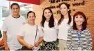  ?? ?? Senate Spouses Foundation, Inc. (SSFI) President Audrey Zubiri (middle) with fellow spouses Neil Llamanzare­s, Nancy de la Rosa, Kathryna Pimentel and SM’s Millie Dizon during the annual SSFI gift-giving event Christmas in November at SM Store Megamall.