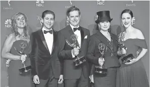  ?? DAN MACMEDAN/USA TODAY ?? “(The Emmy) is just icing. A lovely icing,” Amy Sherman-Palladino, second from right, said about her series “The Marvelous Mrs. Maisel.”