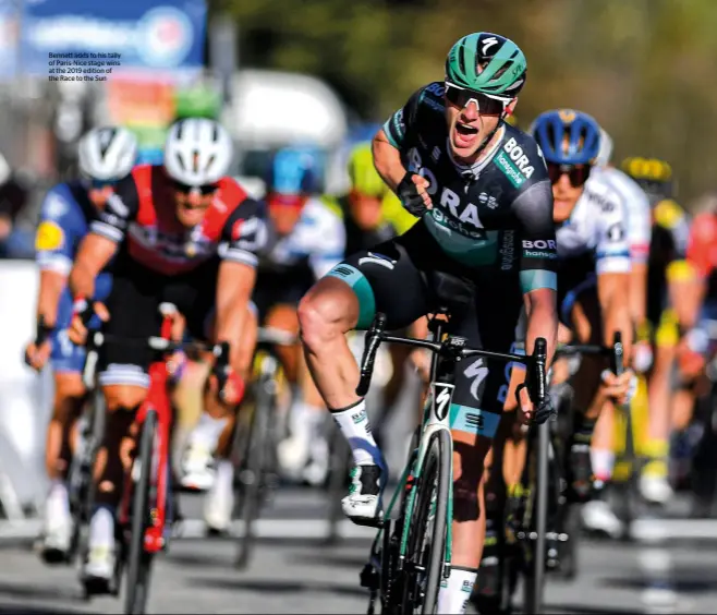  ??  ?? Bennett adds to his tally of Paris- Nice stage wins at the 2019 edition of the Race to the Sun