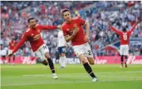  ?? Reuters ?? Manchester United’s Ander Herrera (right) celebrates after scoring a goal against Tottenham Hotspur during their FA Cup semi-final match on Saturday.