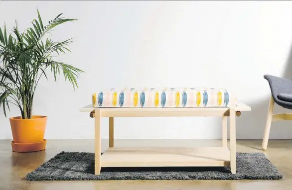  ?? WILLOW & STUMP ?? This Traverse ottoman by Willow & Stump and Lemonni is reversible, functionin­g as both an ottoman and a coffee table.