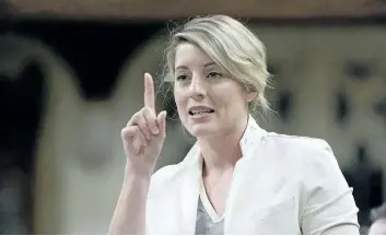  ?? THE CANADIAN PRESS FILES ?? Heritage Minister Melanie Joly responds to a question during question period in the House of Commons on May 31. Joly will release her much-anticipate­d strategy for Canada’s cultural industries in a digital world on Thursday in a speech that, in tune...