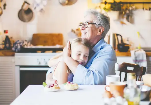  ??  ?? When a grandparen­t hugs their grandchild, it is beneficial on an emotional and physiologi­cal level, says Tiffany Field, director of the Touch Research Institute at the University of Miami.