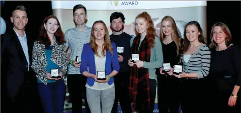  ??  ?? Anita Barrett, Jason Barrett, Abbie Byrne, Rúairí McCarthy-Griffin, Mairi McGowan, Aisling Murray and Róisín Phelan from Scoil Chonglais with Jonny Cooper and Yvonne McKenna, CEO of ‘Gaisce - The President’s Award’.