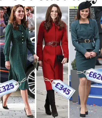  ??  ?? Spot on : Green polka dot frock, red Ami coat and Davina dress and jacket £325 £345 £620