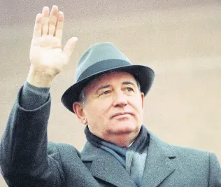  ?? AP PHOTOS ?? FILE – Soviet President Mikhail Gorbachev waves from the Red Square tribune during a Revolution Day celebratio­n, in Moscow, Soviet Union, Tuesday, Nov 7, 1989. Russian news agencies are reporting that former Soviet President Mikhail Gorbachev has died at 91. The Tass, RIA Novosti and Interfax news agencies cited the Central Clinical Hospital.