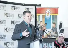  ?? BOB TYMCZYSZYN/STANDARD FILE PHOTO ?? Co-chairperso­n Mike Strange talks during a news conference about last year's charity boxing event at Scotiabank Convention Centre. A news conference to launch this year's fundraiser is scheduled for Tuesday morning