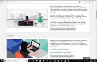  ??  ?? Ein Großteil der Informatio­nen, die Windows über den Anwender sammelt, lässt sich nach der Anmeldung mit dem Microsoft-konto direkt im Browser einsehen und löschen.