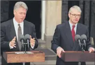  ?? PICTURES: PA WIRE. ?? APOLOGY: Bill Clinton with John Major speaking in 1995 after a Home Office inquiry led to an apology from the Prime Minister.