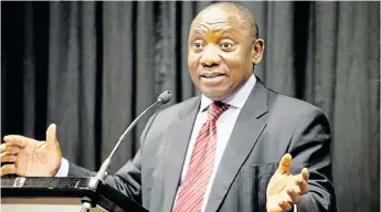  ??  ?? “MY HANDS ARE CLEAN,” presidenti­al aspirant Cyril Ramaphosa seems to be saying in this file photo