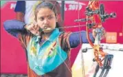  ?? HT PHOTO ?? ▪ Jharkhand’s Anita Kumari defeated Asian Games team silver medallist Muskan Kirar in U-21 compound archery final.