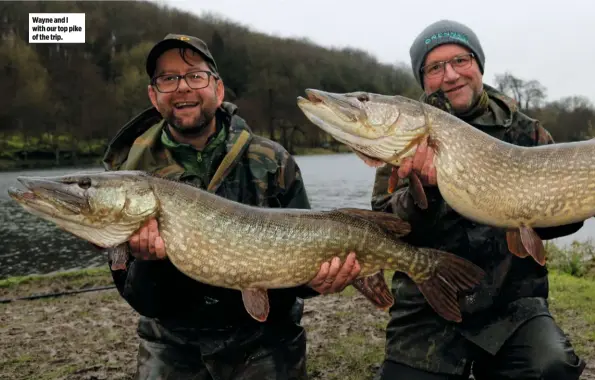  ??  ?? Wayne and I with our top pike of the trip.