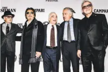  ?? Nina Westervelt / New York Times ?? Joe Pesci (left), Al Pacino, Martin Scorsese, Robert De Niro and Harvey Keitel attend the New York Film Festival’s premiere of “The Irishman” last month.