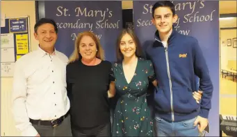  ??  ?? Above: Laura Long, pictured with her parents Richard and Judy and brother Senan, at St. Mary’s on Monday. Laura was awarded a J.P McManus Scholarshi­p and is studying Dentistry at UL