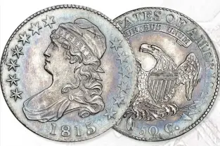  ?? STACKS’S BOWERS ?? Due to a lack of bullion, only a limited number of half dollars bear the 1815 date.