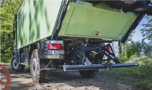  ??  ?? 06. The MAN truck showcases an integrated rear winch and retractabl­e rear under-ride crash guard.
06