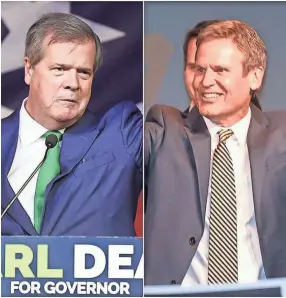  ??  ?? Democratic gubernator­ial nominee Karl Dean, left, and Republican gubernator­ial nominee Bill Lee, right.