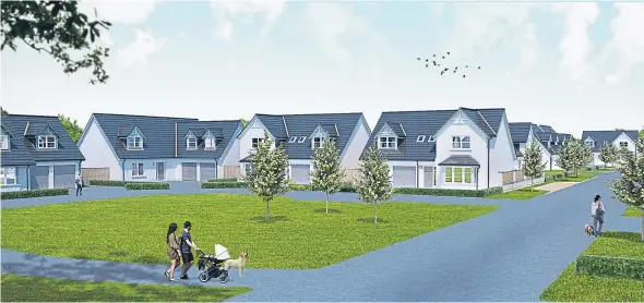  ??  ?? An artist’s impression of how the new 150-home Linlathen developmen­t might look.