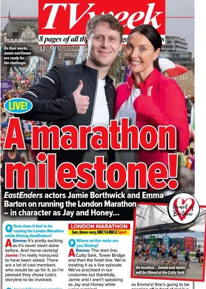  ?? ?? On their marks… Jamie and Emma are ready for the challenge
On location… Emma and Jamie will be filmed at the Cutty Sark