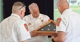  ?? PHOTOS PROVIDED BY EXETER FIRE DEPARTMENT ?? Fire Chief Eric Wilking retired Friday after a distinguis­hed career in fire service that spans nearly 42 years.