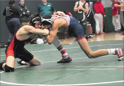  ?? File photos by Ernest A. Brown ?? Division II wasn't very deep this year, but two Division II wrestlers who could reach Saturday night's state final are Lincoln senior 145-pounder Jeremy Batista (above, right) and Burrillvil­le junior 152-pounder Nick Gosselin (below, top). The...