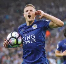  ?? – Reuters ?? BACK IN FORM: Leicester City’s Jamie Vardy celebrates after scoring a goal against Swansea City in the Premier League on Saturday.