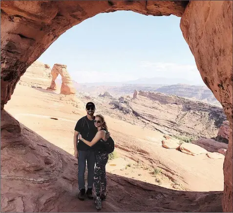  ?? Photo courtesy savvyjanin­e.com ?? A passing stranger snapped this shot of Nate Wolfe and Savvy Shields during their vacation trip in Colorado and Utah after he passed the bar and she handed over her title as Miss America to Cara Mund in September.